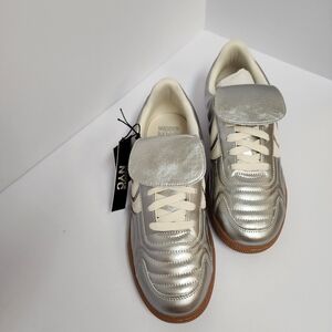 Madden NYC Metallic Silver Sneakers with Fold Over Tongue Womens Sz 9